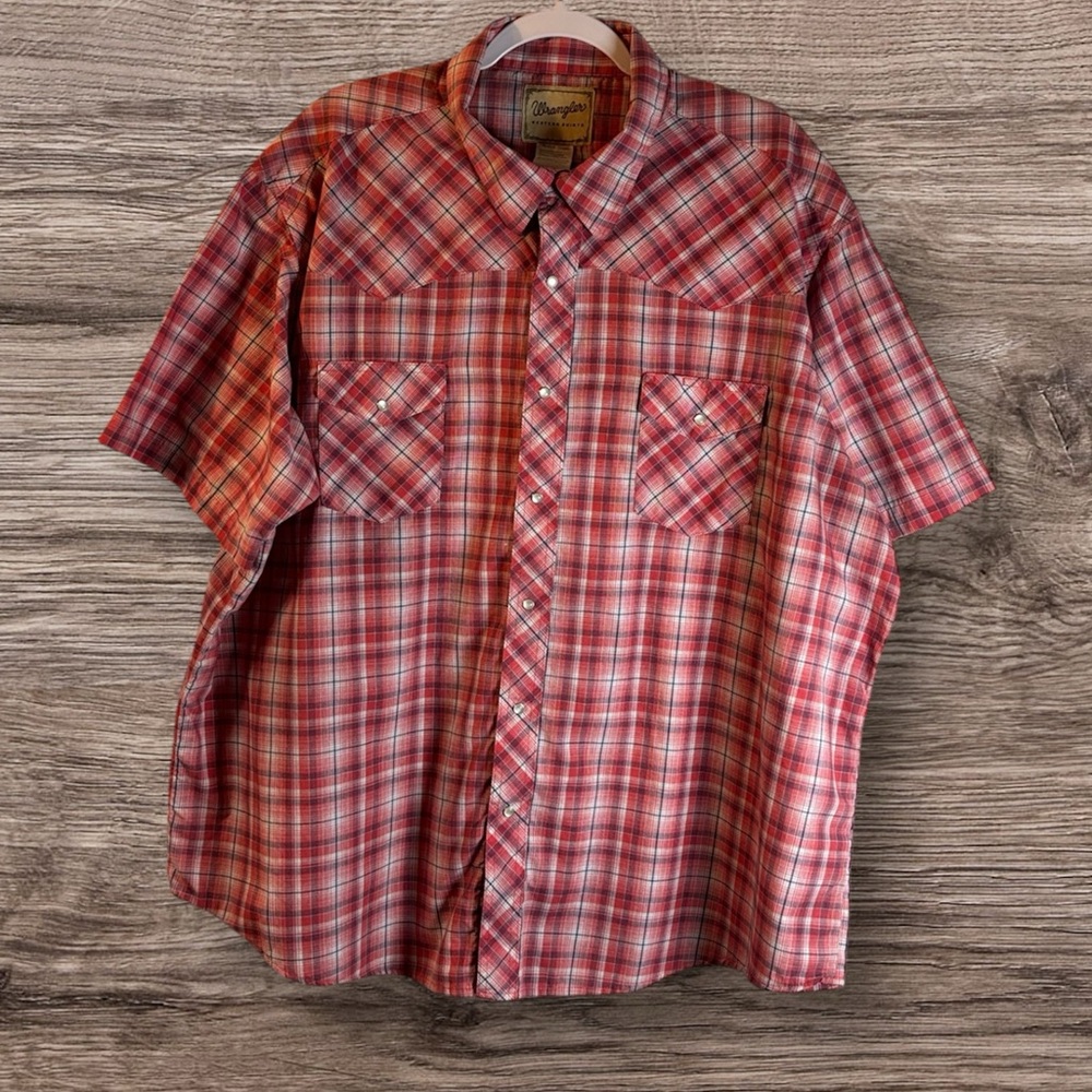 Wrangler Red Plaid Button-Up Western Shirt Men’s 3X
